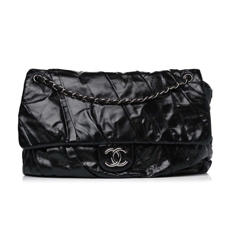 Authentic Chanel Calfskin Twisted Maxi Flap